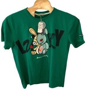 BKYS Lucky Charm T-Shirt Men's 2XL Exclusive Embroidered Green‎ Bunny Famous